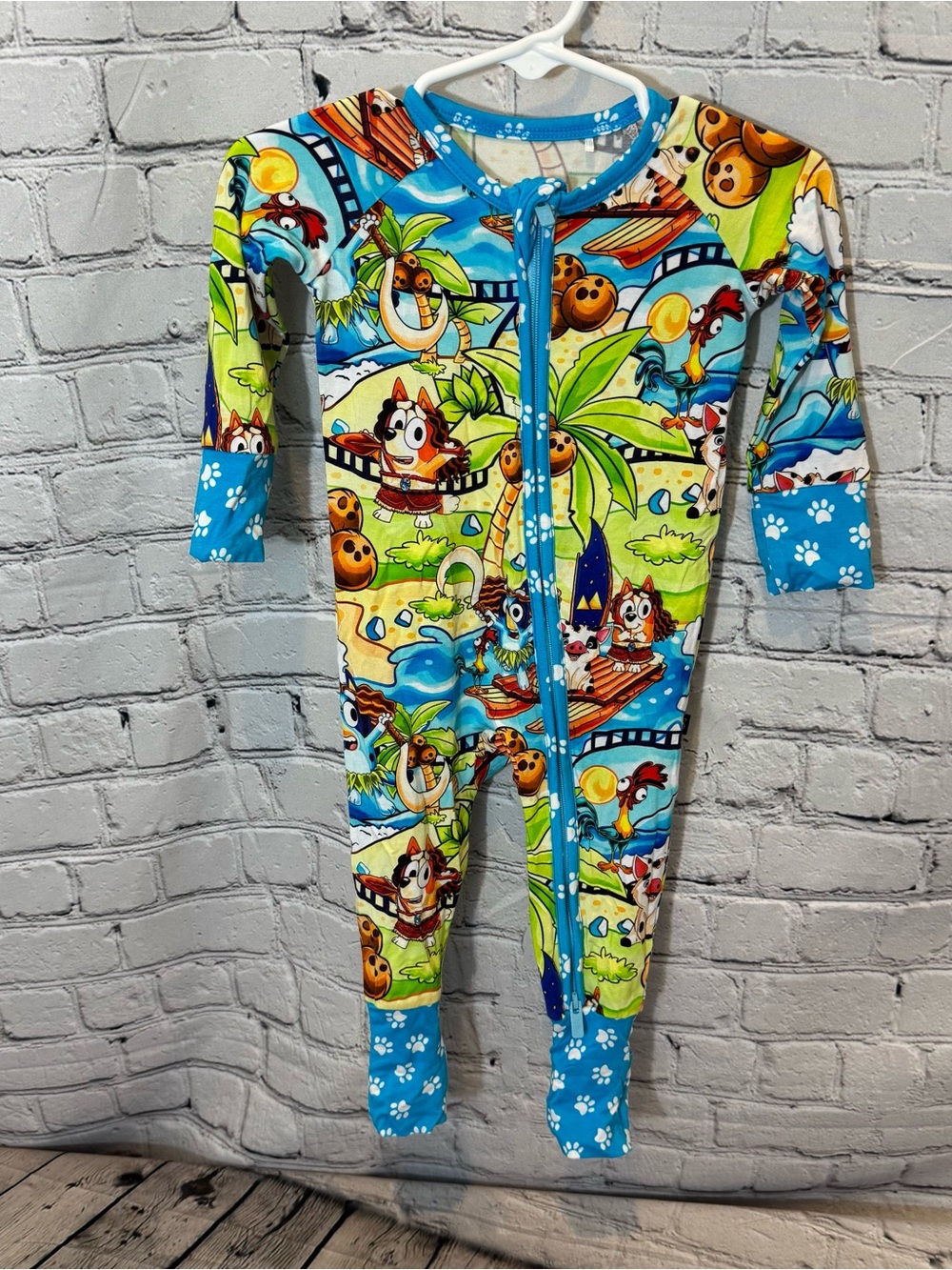 Sugar Swan Bluey Moana Bamboo Zippie Romper
